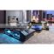 Modern LED Lighting Leather sofa u shaped set sectional sofas