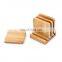 Bamboo Wooden Coaster Square Cup Coasters 4-Pack Set with Holder