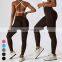 Custom Push Up Elastic Leggings Yoga Pants High Waist Scrunch Butt Fitness V Cross Waistband Seamless Yoga Leggings For Woman