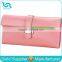 Stock Wholesale 7 Colors High Quality Pure Solid Color Pantent PU Leather Hasp Women Lady Female Belt Clip Wallet
