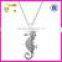 Top Silver Seahorse Metal Pendant Necklace Jewelry With CZ Stone