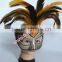 Gold Feather Mardi Gras Masquerade Birthday Party Mask With Cock Feather Mask