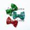 Wholesale high quality fashion elegant sequin green hair bows for baby / kids /adult Christmas