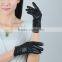 wholesale women's fashional lambskin leather gloves lined wool curve cuff with ruffle trim