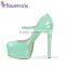 Pearl Turquoise patent leather Custom design fancy ladies shoes extreme high heels