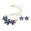 Fashionable design high density gold plated zinc alloy flower necklace earring jewelry set