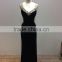 (MY0105) MARRY YOU Elgant Prom Dress V-neck Crystal Bead Sleeveless Black Evening Dresses 2015