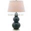 wholesale lowest price table lamps with white gourd shape and barrel fabric shade for home decor