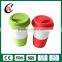 Hot sale double wall customized coffee mug promotional ceramic mug with silicone lid