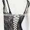 Plunging neck and strappy Jasmine pattern sexy night sleeping dress