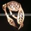 Unique design women jewelry summer hollow leaf stainless steel rose gold bangle bracelet