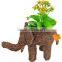 Cute natural material woven indoor decorative animal elephant planter