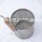 stainless steel wire mesh strainer with bamboo handle