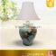 Chinese ceramic lamp flower painted table lamp with fabric shade