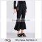 Customized Lady's Apparel Flared Cropped Mid-rise Belt Loops Structured Waist Crepe Trousers(DQM004P)