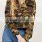 Runwaylover EY1000C Clothing Factories in China Zip Front Chest Pocket Camo Print Military Jacket Woman