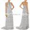 Wholesale 2015 latest evening gown designs Printed silk chiffon ladies long evening party wear gown dress