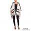 Women cream grey Loosely draped acrylic nylon knit shawl pnocho
