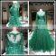 2017 Muslim Long Sleeves and Back Fully Lining Bridal Gown Green Lace Beading A-Line Lace-Up Muslim Wedding Dress Tiamero 1A779
