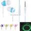 Cheap Glow in the Dark Glowing Stereo Earphone With Mic