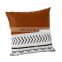 Geometric pattern  printed Splicing Pillow Case PU Leather Cotton Canvas Cushion Cover