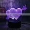 New Sweety For Valentine's Day Love Arrow double heart 3D Table Night Touch USB Living Room Decorative Lamp