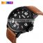 Top brand luxury mens watches Skmei 9115 leather quartz watch for men genuine leather watch strap classic wristwatches
