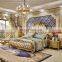 Royal Gold Carved King Size Bed European Classic Genuine leather bed