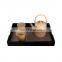 K&B Wholesale Black Rectangle Wooden Serving Tray With Metal Handle for Home Hotel Restaurant