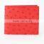 High Quality Red color Genuine Real Ostrich leather Short Wallet for Women