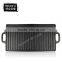 Black non-stick pre-seasoned cast iron double burner BBQ grills