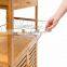 Bamboo wooden  trolley cart cabinet storage trolley with wheels kitchen furniture