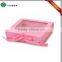 Custom Pink folding box ribbon closures with window lid