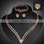 Gold Resin Ring And Necklace Girls Jewelry Set With Pink Gemstone