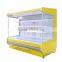 Transparent glass door freezer showcase display ice cream cool drink fruits vegetables meats