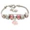 New Arrive European Charm Bead Bracelets Flower Dangle Handmade Bracelet