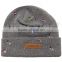 Acrylic small order accept leather patch/label knit beanies