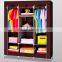 side pockets non-woven fabric portable folding wardrobe