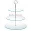 3 tier Clear Glass Cake Plate Stand With metal handle