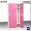 3 door pink wardrobe cabinet steel key lock cabinet safe stainless steel clothing locker
