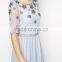 Elegant tulle fashion beaded light blue young girls casual dress