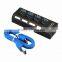 2016 Blue Waving Led Ligted Sparate Switch USB 3.0 Hub 4 Ports