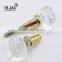 Modern Clear Gilded Finish Zinc Alloy Bathroom Glass Crystal Door Handle