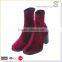 Modern style chunky heel velvet sock boots