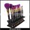 15pcs purple cosmetic brush set with Cosmetic Shelf Tool,Hole Square Makeup Brush Holder Drying Rack Organizer