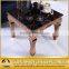 French provincial end table marble top with rose gold color leg
