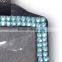 ID Holder with Light Blue Gem, High Quality Promotion Gift PU Leather Badge Holder with Crystal Gem Decoration