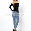China Factory OEM ODM 2015 New Fashion Customized Off Shoulder Top With Long Sleeves