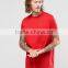 2016 High Quality Custom Back Printed Short Sleeve Crew Neck Red men's 100% Cotton 180gsm Longline Cut Casual Blank T-Shirt