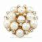Alloy Rhinestone Button with pearl for Accessories clear with golden plating